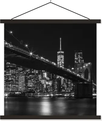 Produktbild von MuchoWow® Textilposter New York - Brooklyn - Brücke 40x40 cm mit schwarzem Rahmen - Fotos