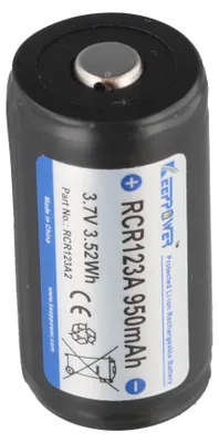 Immagine prodotto di KEEPPOWER, batteria agli ioni di litio RCR123A 16340, 950 mAh, 3,6 V - 3,7 V, PCB/BMS, affidabile, sicura, potente