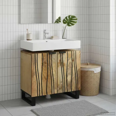 Productafbeelding van vidaXL Wastafelmeubel, bruin, 62 x 33 x 58 cm, houtvezel