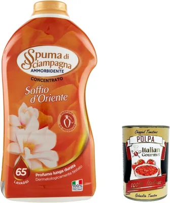 Produktbild von 3x Spuma di Sciampagna Konzentrierter Weichspüler Soffio d'Oriente 65 Wäschen 1300ml + Italian Gourmet polpa 400g