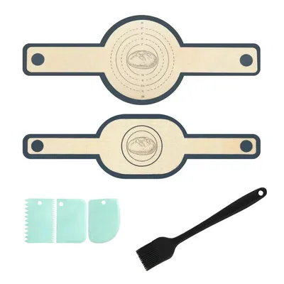 Produktbild von 2pcs Silikon-Backmatte mit Griff, 0,7 mm dick, lebensmittelecht, Antihaft-Ofenmatte, Teigunterlage, Backunterlage, leicht zu reinigen (rund & oval)