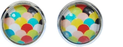 Produktbild von Buntes Schuppenmuster Cabochon Stecker Miniblings Ohrstecker grün gelb blau weiß