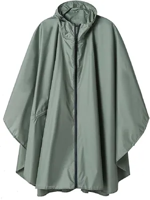 Produktbild von Regenponcho schwarz, für Wandern, wasserdicht, Kapuze, leicht