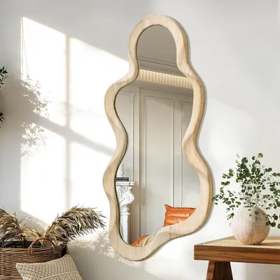 Produktbild von Wandspiegel 76x36 cm, asymmetrisch, Holzrahmen, für Wohnzimmer