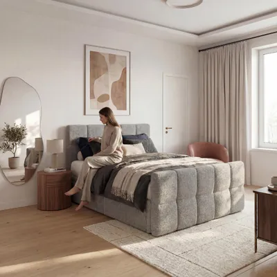 Produktbild von ELVORA DESIGN. Boxspringbett 160x200 cm Schubladen und Matratze, PRIME 2, Grau
