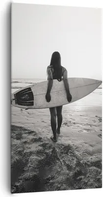 Produktbild von Bild auf Leinwand - Leinwandbild - Einteilig - Frau Strand Surfen - 65x120cm - Wand Bild - Wanddeko - Wandbilder - Leinwanddruck - Bilder - Wanddekoration - Leinwand bilder - Wandbild - PA65x120-5036