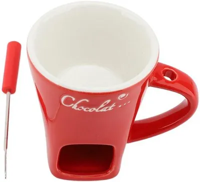 Produktbild von Keramischer Fonduekopf Mini mit Vork und Theelichtkaars Verwarming, 360g