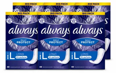 Obrázek produktu pro 6 kusů vložek Always Daily Protect Long, bez parfemace – výhodný balení
