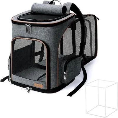 Produktbild von Große Katzen- & Hunderrucksack, grau, XL, mit Sicherheitsleine