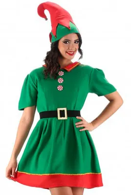 Produktbild von Kostüm Weihnachtselfe für Damen - Grün Rot | Wichtel Kleid mit Hut Größe: XS