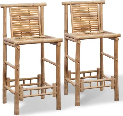 Image de Tabourets de bar lot de 2 bambou