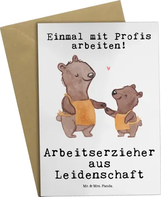 Produktbild von Mr. & Mrs. Panda neujahrskarte Arbeitserzieher Leidenschaft - Weiß - Geschenk, osterkarte, Studium, Grußkarten, weihnachtskarten, osterkarten, einladungskarten, Lustig