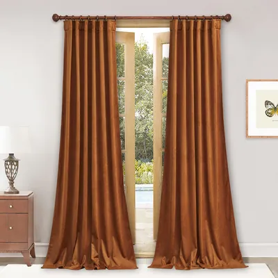Productafbeelding van Fluwelen gordijnen 132 x 229 cm, oranje, verduisterend, voor slaapkamer