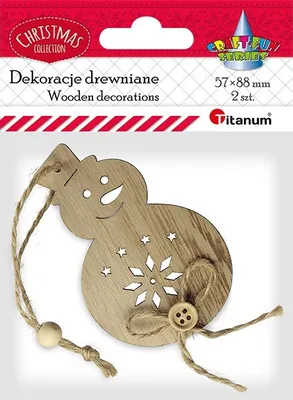 Image de Drewniana zawieszka bałwanek ażurowy 57x88mm 2szt. Titanum Christmas