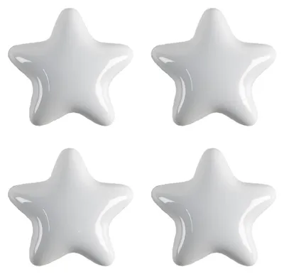 Productafbeelding van Clayre & Eef, set van 4 sterrenknopen, diameter 4 cm, wit, keramiek