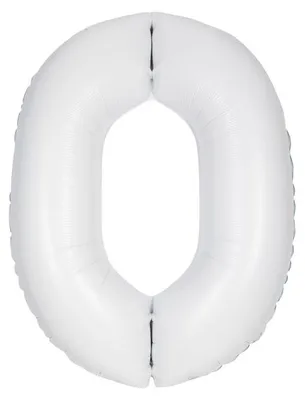 Produktbild von Weißer Folienballon als Zahl 0, XL, ca. 86 cm, ungefüllt, für Helium oder Luft