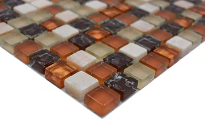 Produktbild von Handmuster Mosaikfliese Transluzent beige braun Glasmosaik Crystal Stein beige braun MOS92-1206_m