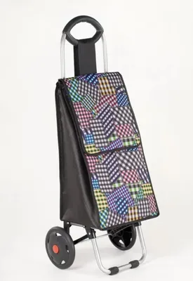 Produktbild von Einkaufstrolley mit 2 Rädern – Einkaufsroller Einkaufstasche auf Rollen – Patchwork Bunt