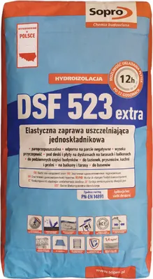 A bag of Soprro DSF 523 extra waterproofing material.