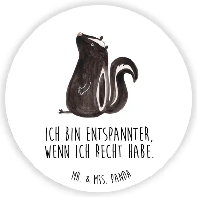 Produktbild von Mr. & Mrs. Panda Kühlschrankmagnet Stinktier Sitzen - Weiß - Geschenk, magnet für magnettafel, Wildtier, Raubtier, Spruch, whiteboardmagnet, Recht, Büro, Notizhalter