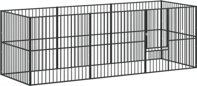 Produktbild von Hundelaufstall 8-tlg. Schwarz Verzinkter Stahl