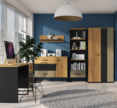 Produktbild von Jugendzimmer Set 5-teilig CASPER-131 mit Schreibtisch in schwarz, braun
