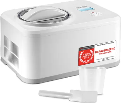 Produktbild von TZS First Austria Eismaschine, 1.5L, Kompressor, Entnehmbarer Edelstahl Behälter, Rezeptheft, LCD-Bildschirm, Eiscreme & Joghurt, Kühlhaltung