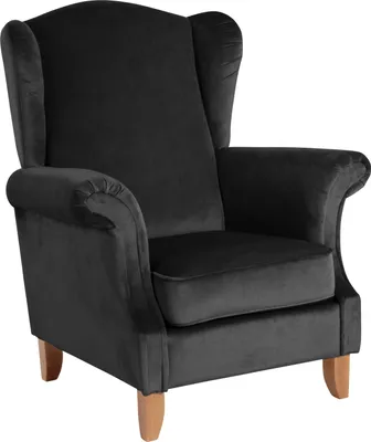 Produktbild von Max Winzer Ohrenbackensessel Verita - Samtvelours schwarz - Maße: 88 x 84 x 108 cm