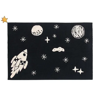 Produktbild von Baumwollteppich mit Weltraummuster - Schwarz - 140 x 200