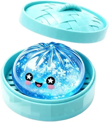 Produktbild von Bao Bun Squishy mit Dampfkorb- Quetschspielzeug, Langsam Rückfederndes Stressabbau Spielzeug, Sensorik Fidget Toy für Kinder und Erwachsene, Geschenk für Schule Büro Reise (Mint Green)