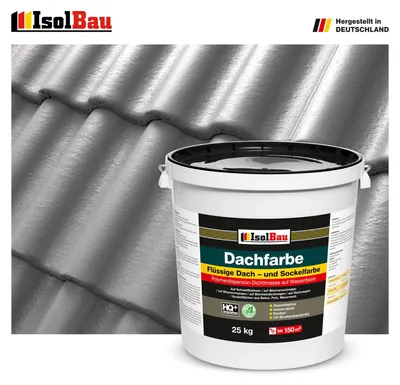 Produktbild von Isolbau Dachfarbe Betongrau 25kg Sockelfarbe Fassadenfarbe Dachbeschichtung RAL Farbe