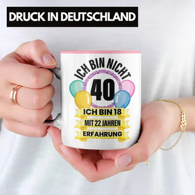 Produktbild von Trendation -  40. Geburtstag Tasse Frau Geschenk 40er Geschenkidee 40 Mutter Frauen Lustig Geschenke 40 Jahre Alt Mann Männer (Rosa)
