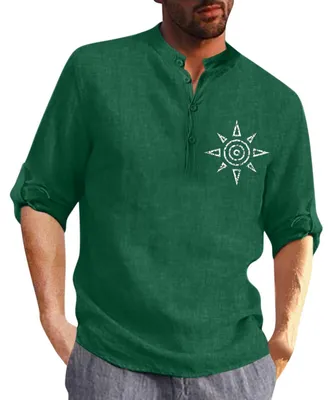 Imagen del producto de Camisa de lino de manga larga con cuello mao