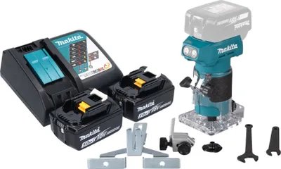 Image de Makita DRT 52 RT Fraiseuse de bords sans fil 18 V 6 mm Brushless + 2x batterie 5,0 Ah + chargeur