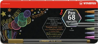Produktbild von Premium Metallic-Filzstift - STABILO Pen 68 metallic - 8er Metalletui - mit 8 verschiedenen Metallic-Farben