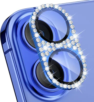 Produktbild von Kamera Schutzglas für Apple iPhone 17 aus Metall mit Diamant Optik Blau