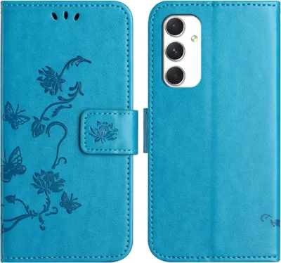 Produktbild von Samsung Galaxy A16 Hülle - Coverup Blumen & Schmetterlinge Klapphülle - Blau