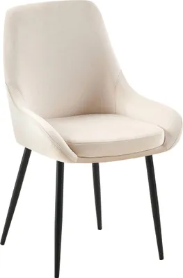 Image de Chaise de salle à manger Elmira - velours, structure noire - Gris