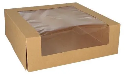 Produktbild von 100 Tortenkartons mit Deckel eckig 10 cm x 30 cm x 30 cm mit Sichtfenster aus PLA