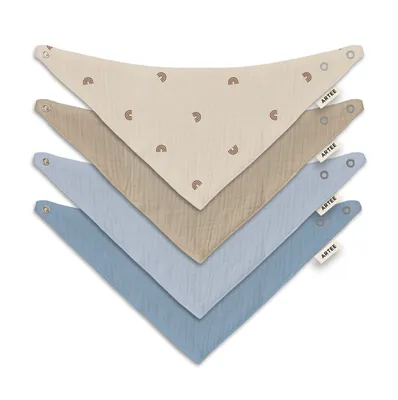 Produktbild von Musselin Halstücher Set 4 Stück Größe S Dreieckstücher Spucktücher Baumwolle Lätzchen Baby und Kleinkind