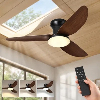 Produktbild von 100cm Deckenventilator mit Beleuchtung und Fernbedienung & App, LED Ventilator Lampe Decken Dimmbar 6 Stufen 3 Flügel Deckenventilator mit Licht