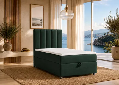 Produktbild von Best for Home Boxspringbett mit Bettkasten Trinity K10-SINGLE 80x200 Bonellfederkern inkl. Topper - Grun, KI-generiertes Bild