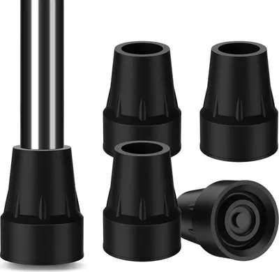 Produktbild von Stück, 22 mm dicke Gummispitzen für Gehstöcke und Krücken, extrem rutschfest, einfache Montage, ideal für Gehstöcke, Krücken und Stöcke, schwarz