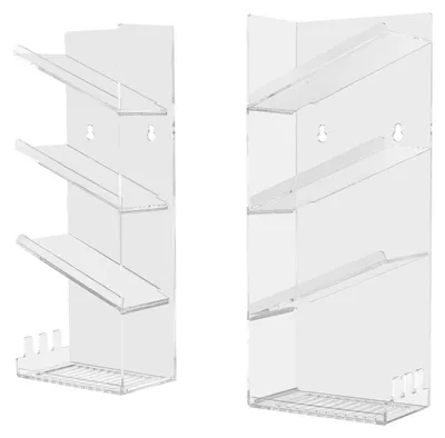 Produktbild von Acryl Duschregal Duschablage - 2er Set Badregal - Wandmontage - 4-stöckig - Ohne Bohren - Transparent