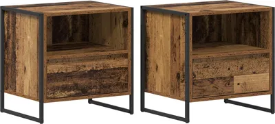 Produktbild von Nachttisch 2 Stk. Altholz 50 x 39,5 x 50 cm Holzwerkstoff