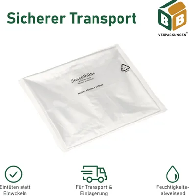 Produktbild von 5 x Sesselhülle (1600 x 1100 mm) robust reißfest 35 my Aufbewahrungshülle Umzugsmaterial Schutzhülle BB-Verpackungen