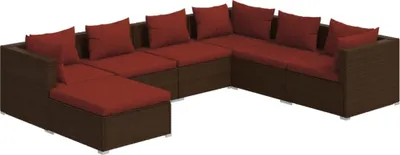 Produktbild von vidaXL 7-tlg. Garten-Lounge-Set mit Kissen Poly Rattan Braun