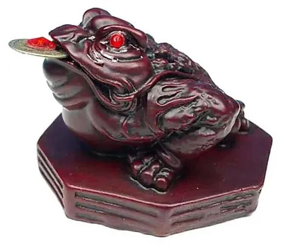 Feng Shui rote Münze mit Frosch-Motiv, Glücksbringer, 1 Stück