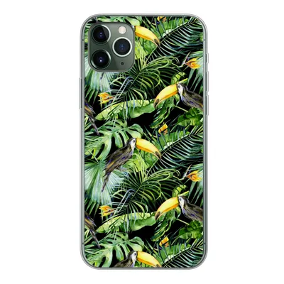 Produktbild von MuchoWow® Handyhülle Schutzhülle Hülle für iPhone 11 Pro Max Tukan - Muster - Pflanzen Silikon Softcase Handy Hülle - Schutz