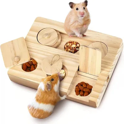 Produktbild von Holzspielzeug 6-in-1 für Meerschweinchen, Hamster, Chinchillas, Rennmäuse und Zwerghamster